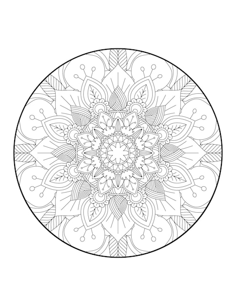 Mandala rotondo. mandala. cerchio mandala. pagina del libro da colorare. modello orientale, illustrazione vettoriale.