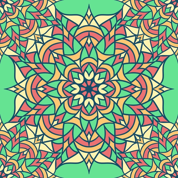 Mandala round ornament seamless pattern, ethnic floral pattern, vintage decorative elements