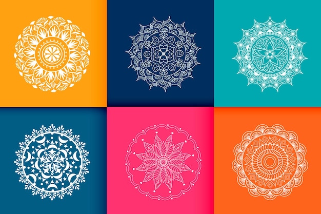 Mandala's Vintage decoratieve elementen Zes etnische mandala-patronen instellen Oosterse patroon vectorillustratie