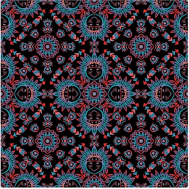 Mandala seamless pattern american indian boy