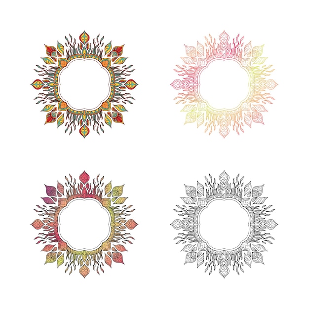 벡터 만다라 세트 색상 디자인 제목 또는 오프닝
