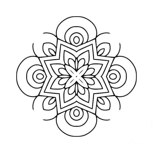 Mandala. Простая линия, декоративный элемент для окраски.