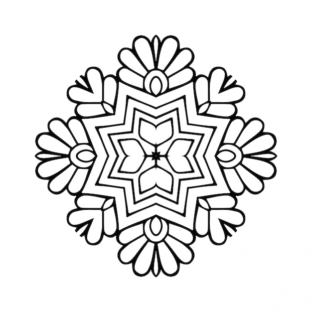 Mandala. Simple line, decorative element for coloring.