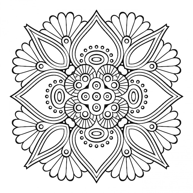 Mandala. linea semplice, elemento decorativo per la colorazione.