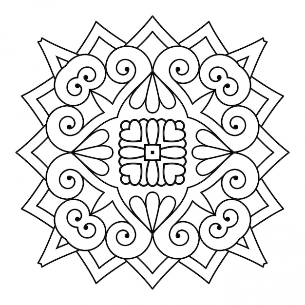 Mandala. Simple line, decorative element for coloring.