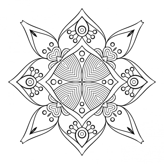 Mandala. Simple line, decorative element for coloring.