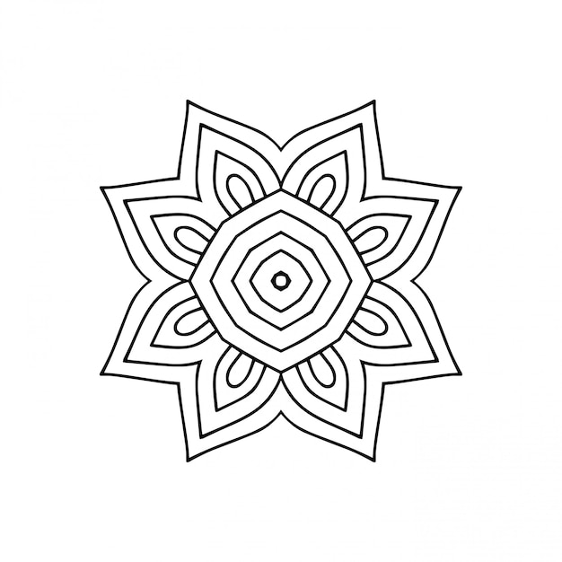 Вектор mandala. простая линия, декоративный элемент для окраски.