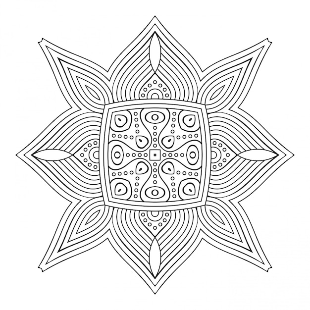 Mandala. простая линия, декоративный элемент для окраски.