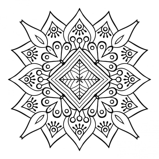Mandala. lineart semplice, elemento decorativo.