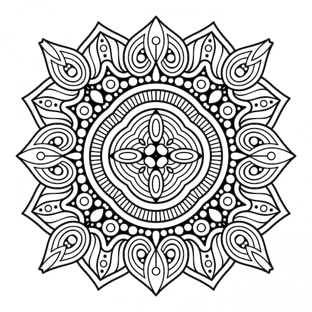 Mandala. lineart semplice, elemento decorativo.