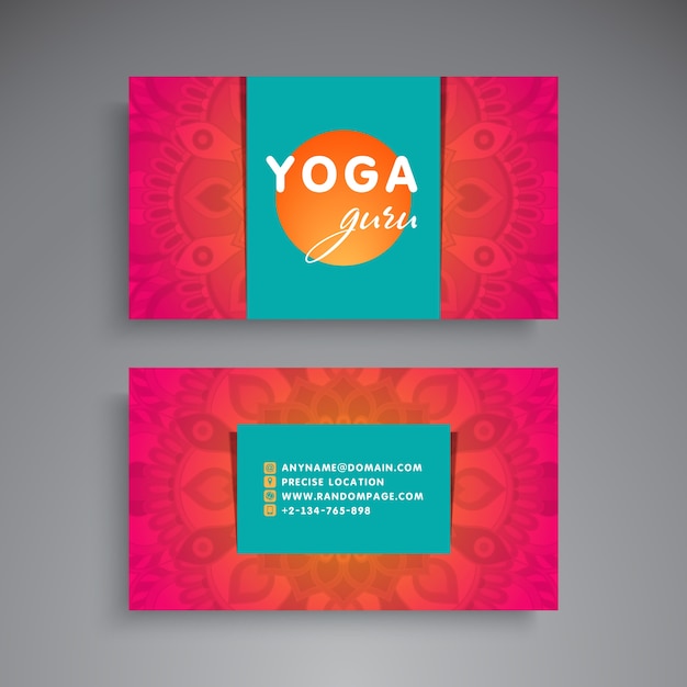 Mandala style business card for yoga teacher