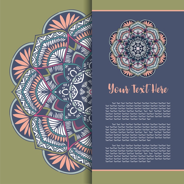 Mandala Template Card, Greeting Invitation Card Set Vector.