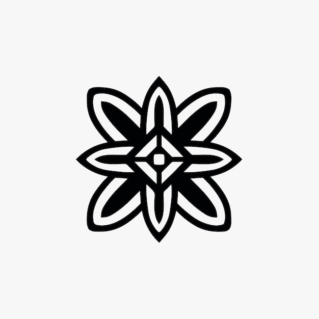 白地に曼荼羅部族の花のシンボルロゴステンシルデカールタトゥーベクトルデザイン