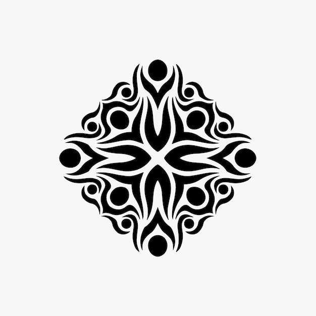 Mandala Tribal Flower Symbol Logo on White Background Stencil Decal Tattoo Vector Design