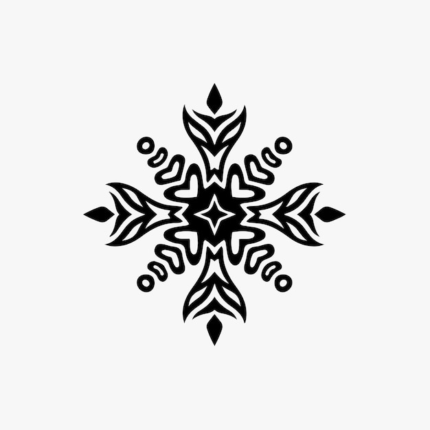 Mandala Tribal Flower Symbol Logo on White Background Stencil Decal Tattoo Vector Design