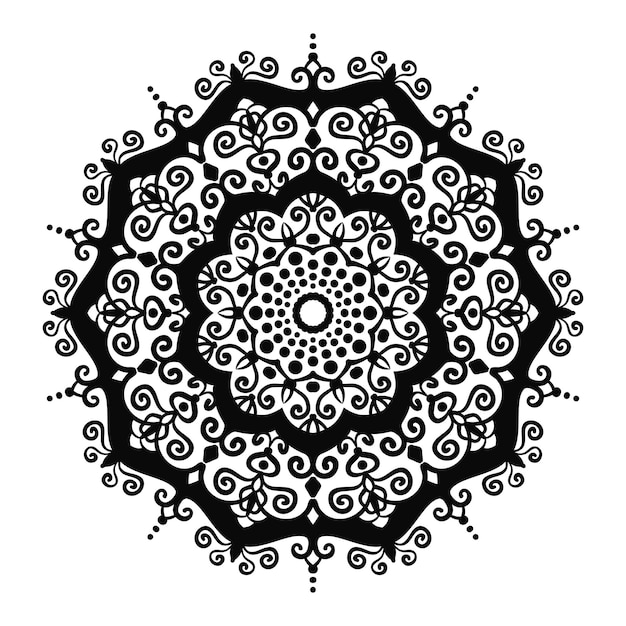 Mandala Vector Design Element Round ornament decoration Line flower pattern Stylized floral motif Chakra symbol for meditation yoga logo Complex flourish weave medallion Tattoo print