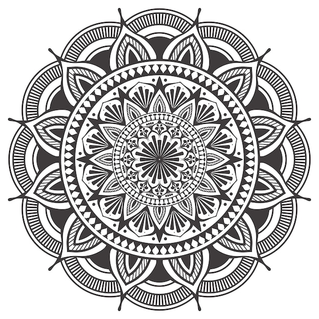 Vettore illustrazione vettoriale di mandala in bianco e nero per libro da colorare motivo floreale