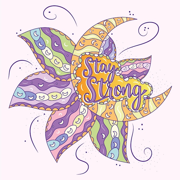 MANDALA VECTOR MOON AND FLOWER PASTEL COLORS STAY STRONG