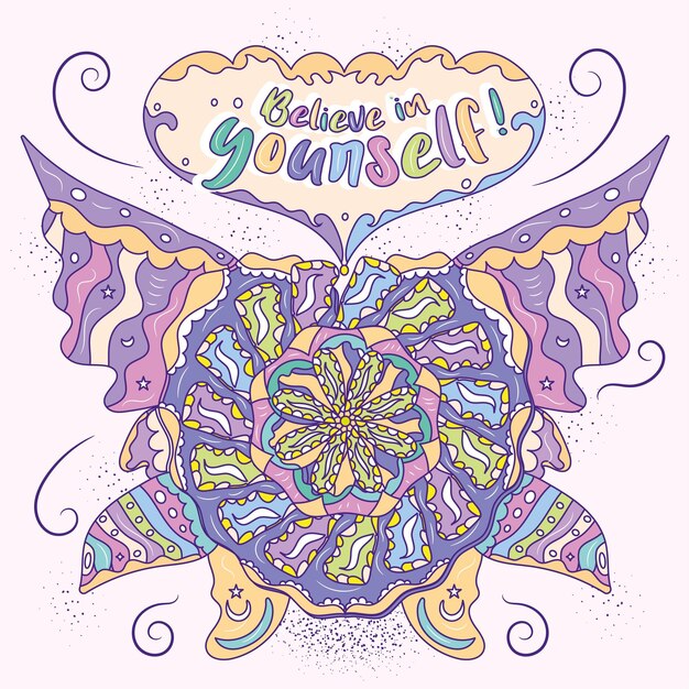 MANDALA VECTOR VLINDER PASTELKLEUREN GELOOF IN JEZELF