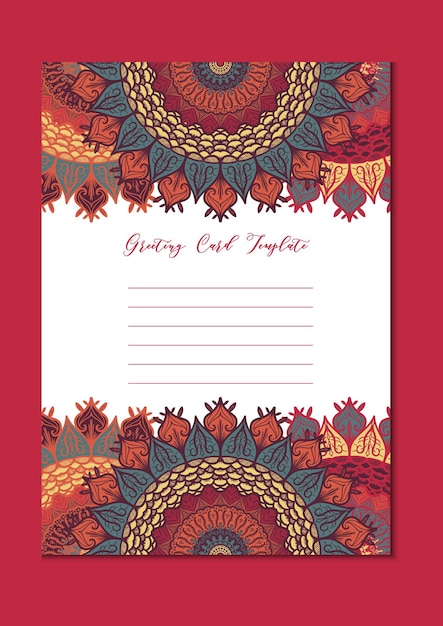 Mandala vintage template card in arabic and indian islam and ottoman turkish asian style