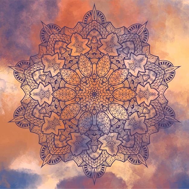 Vector mandala watercolor background