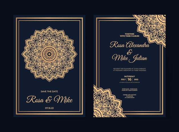 Mandala wedding invitation template premium