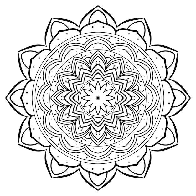 Mandala sfondo bianco disegno a linea di illustrazione vettoriale di contorno con pagina da colorare