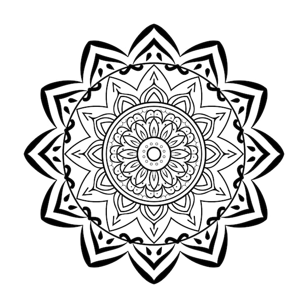 Mandala white background one line drawing of outline vector illustration with coloring page
