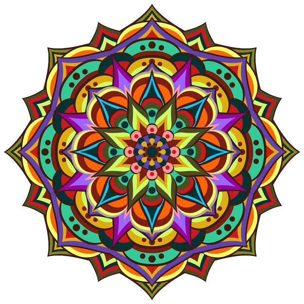 Mandala con ornamenti etnici di diversi colori