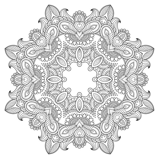 мандала с цветком, Менди. Декоративный орнамент в этническом стиле.