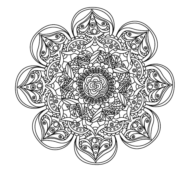 Vector mandalaflower vector handdrawing coloring book pages