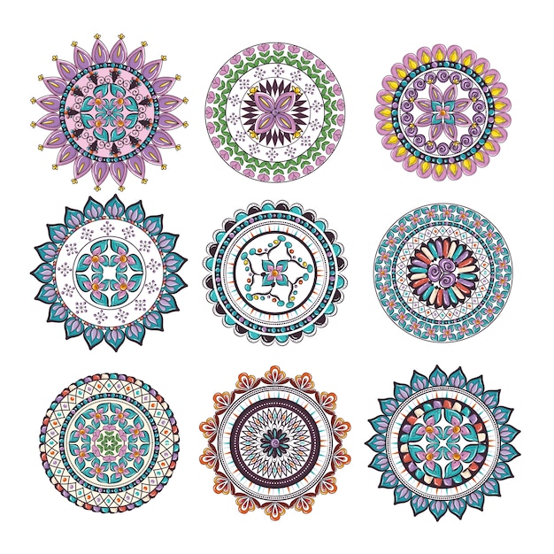 Mandalas boho style set