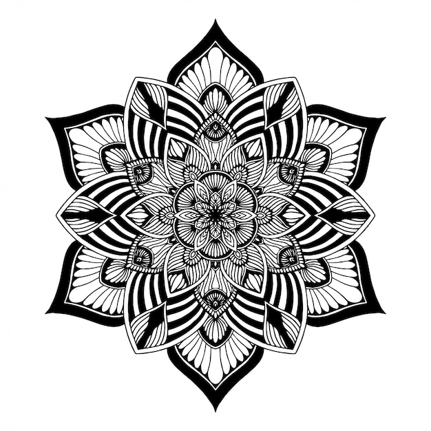 Mandala libro da colorare, forma di fiore, terapia orientale, loghi di yoga vector.