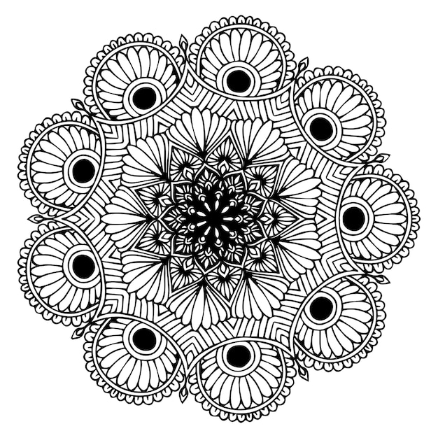 Mandalas coloring book, flower shape, oriental therapy, yoga logos.