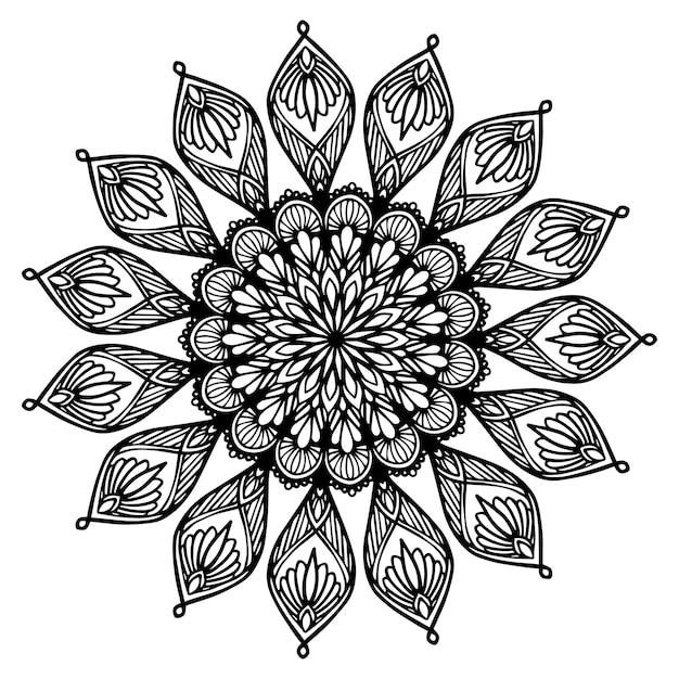塗り絵の曼荼羅ラウンド装飾的な丸い装飾品珍しい花の形オリエンタルベクトル