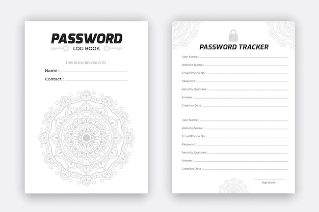 Mandalastyle пароль трекер ежедневный планировщик журнал KDP внутренний дневник макет дизайна шаблон