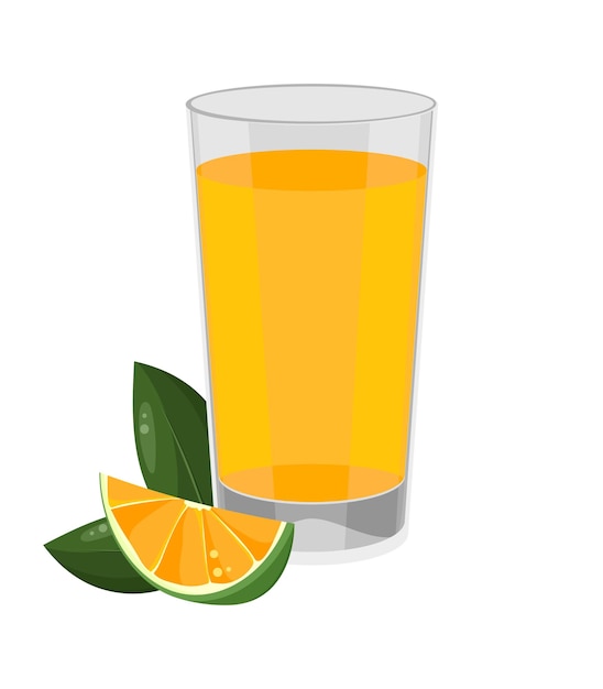 Mandarijnensap in een transparant glas Drank Menu Icon Kleurrijke vectorillustratie op een witte