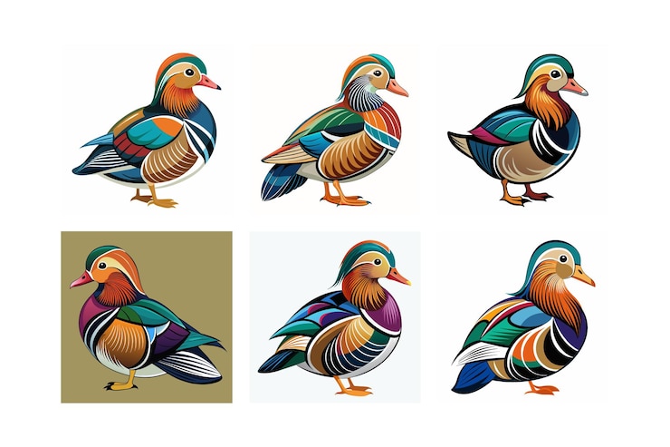 Vector mandarin duck vector colorful vector graphic illustration
