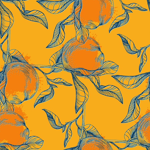 Vettore motivo floreale di agrumi mandarino