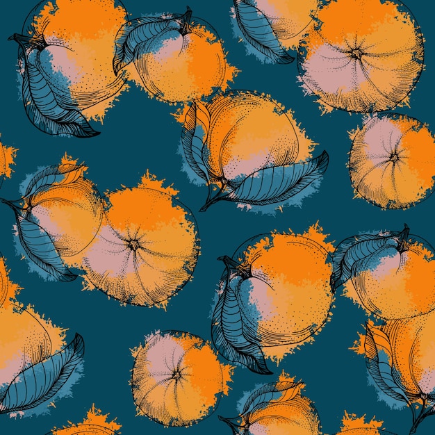 Mandarin Floral Citrus Pattern