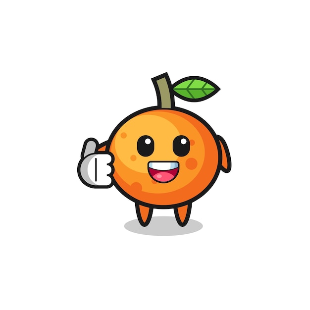 Mandarin orange mascot doing thumbs up gesture