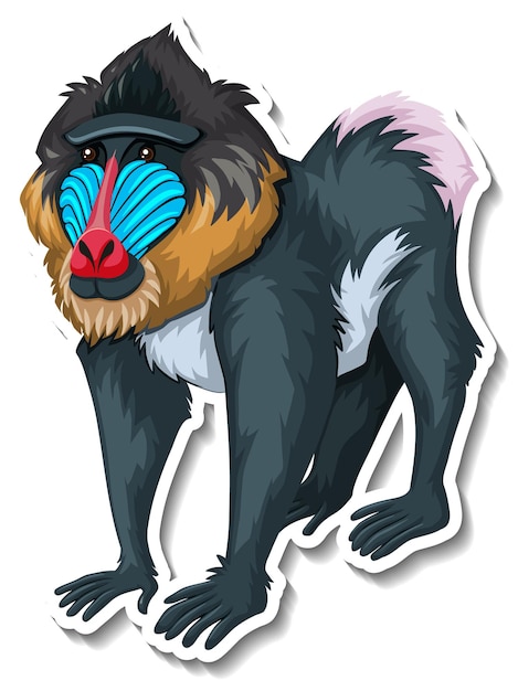 Vector mandril aap dier cartoon sticker