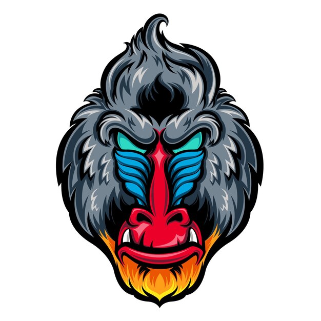 Vector mandrill hoofd vector mascotte