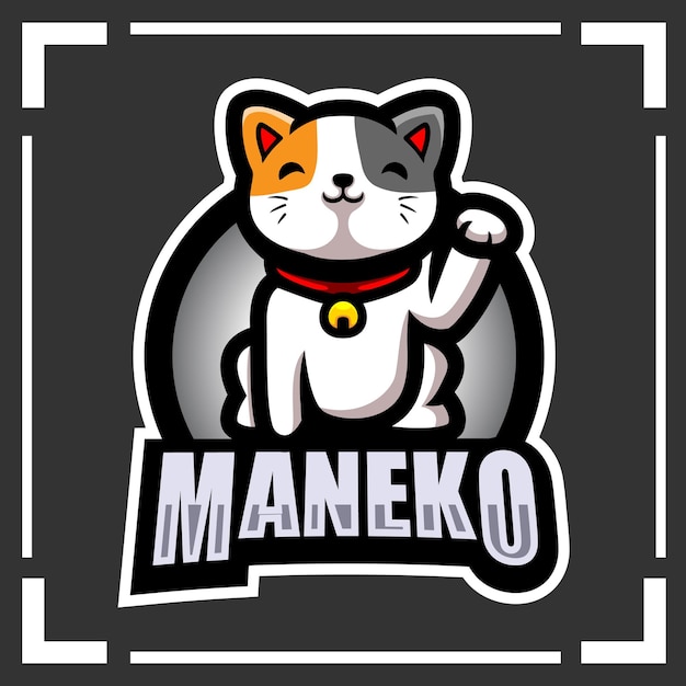 Maneki neko esport logo mascot design