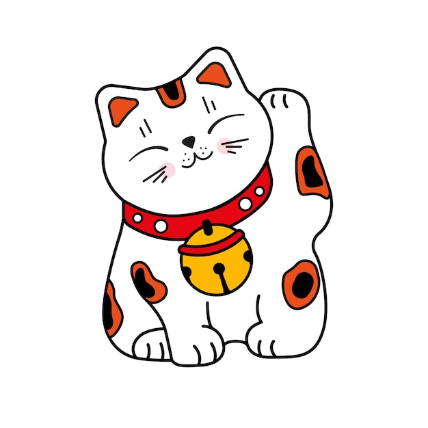 Maneki-neko, a Japanese cat with its left paw raised up.