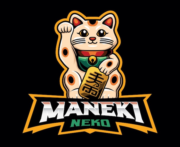 Design del logo della mascotte maneki neko