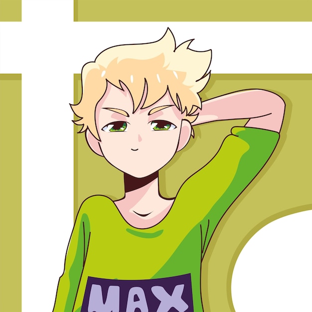 Manga boy cartoon with blond hair