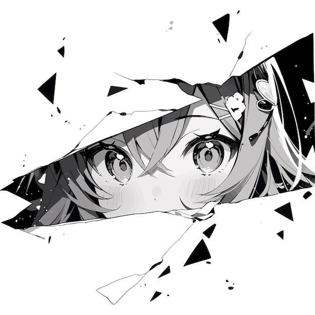 Premium Vector  A black and white poster of a anime girl with a