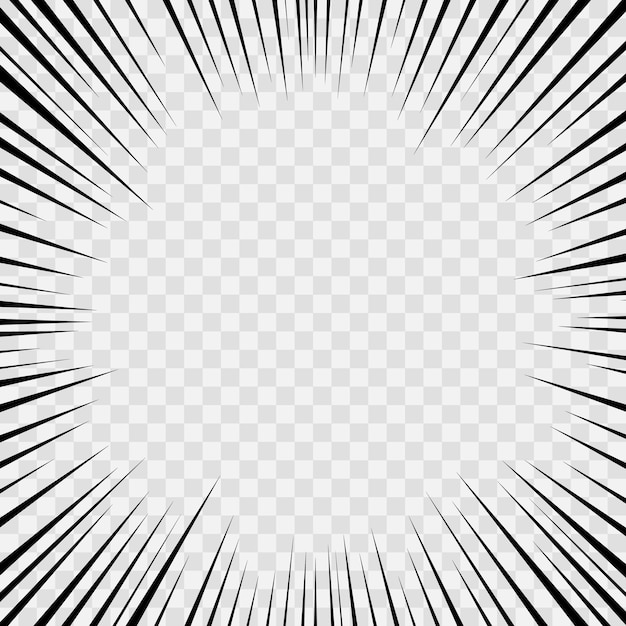 Кадр манги со скоростными радиальными линиями. Комический эффект аниме. Векторная иллюстрация