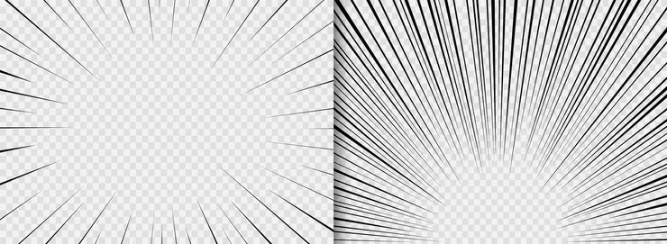 속도 플래시 라인이 있는 만화 프레임. 스플래시 폭발 확대/축소 집합입니다. 버스트 광선 슈퍼 히어로 배너입니다. 만화 애니메이션 방사형 효과입니다. 크래시 뱅 배경. 폭발 폭탄 템플릿입니다. 벡터 일러스트 레이 션